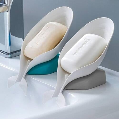 Dolphin Shape Soap Holder Drain Soap Box Plastic Soap Dish Suction Cup Soap Tray Bathroom Supplies