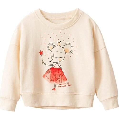Girls Hoodies Cartoon Mouse Print Sweatshirts for Girls Cotton Kids Pullover Long Slevees Shirts Children Autumn Clothing 2-7 Y