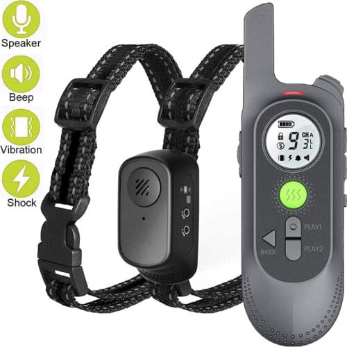 Electric Dog Training Collar with Remote Voice Commands No Shock Collar for Dogs LCD Display Waterproof Rechargeable Pet Product