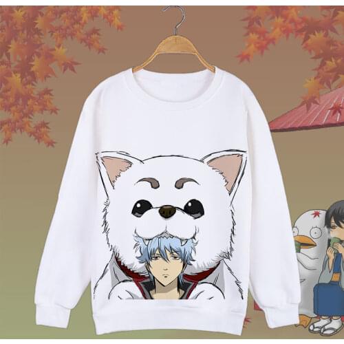 Gintama Cosplay Hoodie Sakata Gintoki Cartoon Print O-Neck Hoodies Winter Autumn Fleece Sweatshirts Casual Pullover Costume