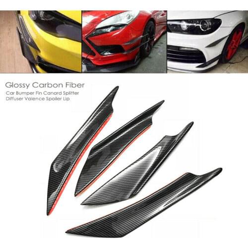 Glossy Carbon Fiber Car Bumper Fin Canard Splitter Diffuser Valence Spoiler Lip