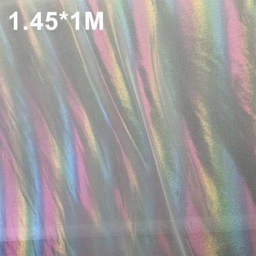 Holographic Rainbow Chiffon Fabric Reflective Gradient Ombre for Fashion Han Chinese Costume Scarf Curtain Clothing for Summer