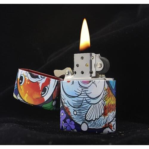 Whole Body Color Printing Series Kerosene Lighter Pattern Six Side Color Printing Iron Shell Cigarette Accessories