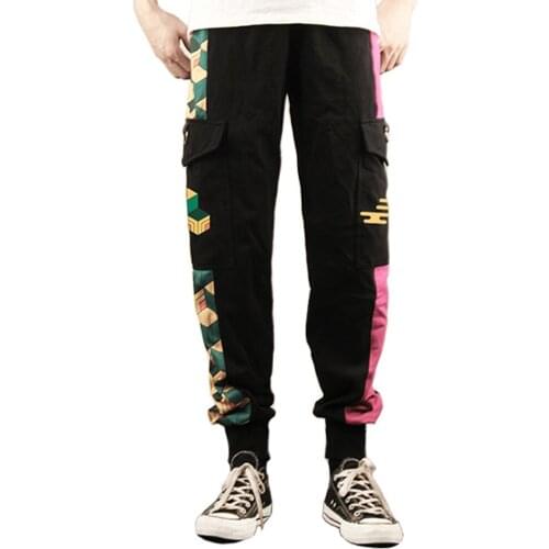 Anime Demon Slayer Kimetsu no Yaiba Tomioka Giyuu Cosplay Pocket Cargo Pants Cotton Blend Casual Loose Trousers Overalls