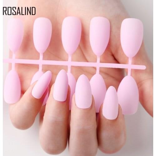 ROSALIND Matte Fake Full Cover Fake Press on Clear Artificial Nails Tips Display for Nail Extensions with Designs False Nail Art