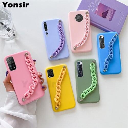 Soft TPU Matte Case For Xiaomi Mi 10T Lite 11 Note 10 pro lite Ultra 9t pro Silicone Cover Wriststrap Bracelet Hand Band Bags