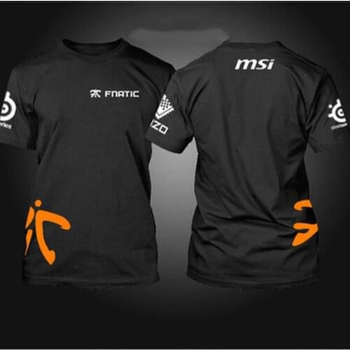 2021 Summer New Mens T-shirt FNC Gaming Side Logo Team Uniform Short-sleeved League of Legends LOL CSGO DOTA2 Fnatic Team Shirt