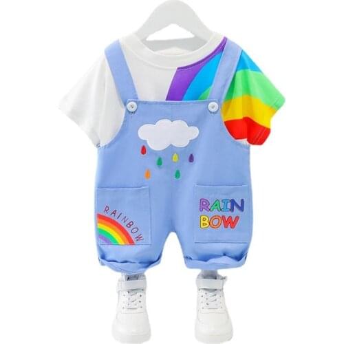 2020 Summer Kids Infant Clothes Children Fashion Clothing Baby Boys Girl Print Hooded T Shirt Shorts 2Pcs/sets Toddler Tracksuit