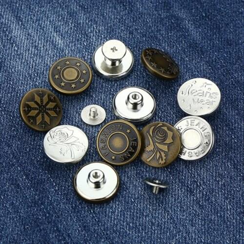 New Metal Buttons For Clothing Jeans Perfect Fit Adjust Self Increase Reduce Waist Free Nail Twist Snap Fastener Sewing Buttons