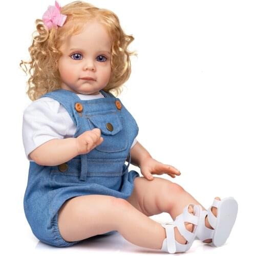 NPK 60CM Rooted Long Curly hair Handmade Maggie High Quality Reborn Toddler Detailed Lifelike Painting Collectible Art Doll