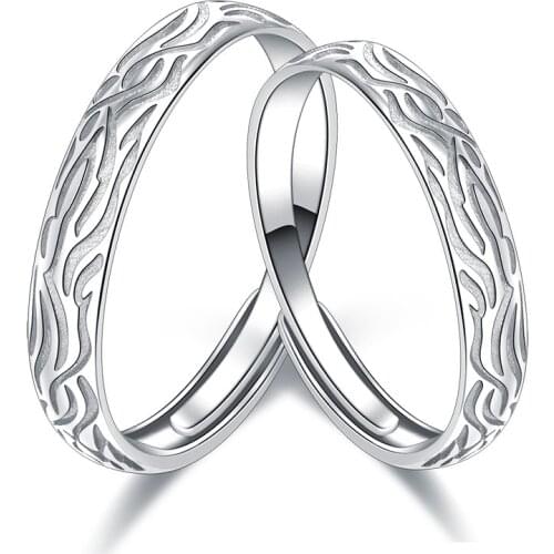 Couple Ring S925 Sterling Silver Ring Light Luxury Simple Open Ring Jewelry Wedding Ring Set for Couple