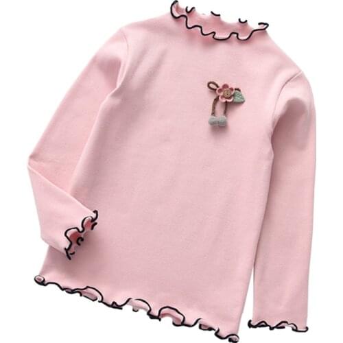 Girls Clothes 2021 Candy Color Kids Round Neck Long Sleeve T-Shirt Autumn Winter Sweet Baby Kids Pullover Childrens Wear Tops