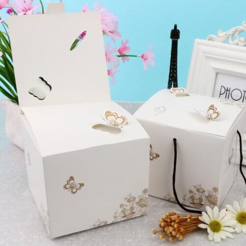 3D Butterfly Pattern Cookie Candy Packaging Gift Box Portable Handle Cake Chocolate Paper Box Wedding Party Decoration Gift Box
