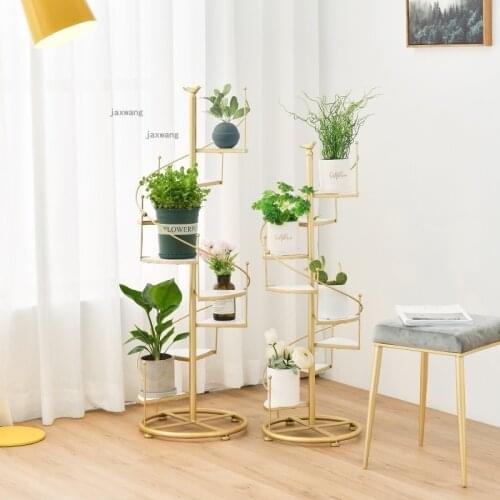 Wrought Iron Garden Bedroom Plant Shelves Indoor Balcony Flower Pot Shelf for Living Room Floor-standing Multi-layer Plant Racks