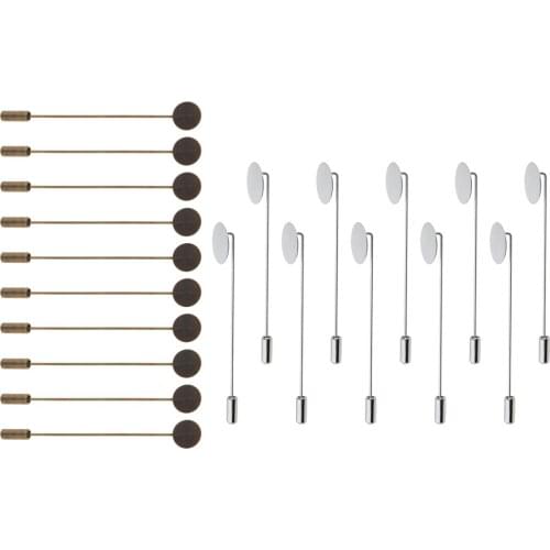 MagiDeal 20Pcs Blank Tray Glue On Pad Lapel Stick Pin DIY Clutch Boutonniere