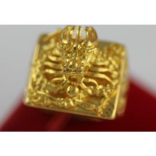 Lifelike Chinese Dragon Ring for Men 18K Gold Trendy Adjustable Wedding Ring Gift