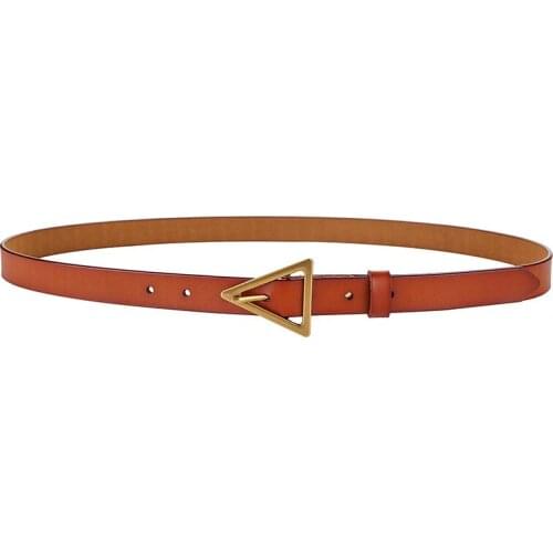 Ladies Belt Genuine Leather Triangle Pin Buckle Belt Decoration Leather Wide Belt Women Skirt Luxury Belt Women