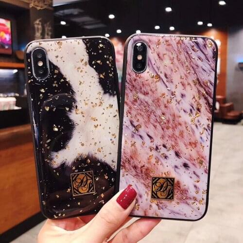 Luxury Gold Foil Bling Glitter Phone Cases For iPhone X 7 8 6 6S Plus Plush Print Pattern Cover For iPhoneXs Xr Xsmax Case