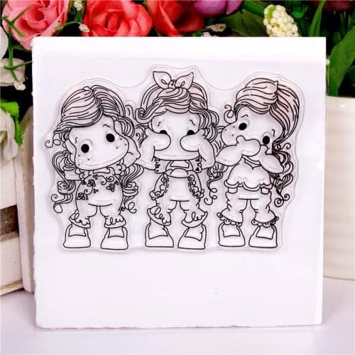 New girl cartoon pattern Stamp And metal die Scrapbooking Alphabet Stamp Embossing Craft making Silicone Transparent Stamps