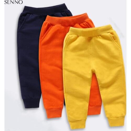 Spring Boys Elastic Loose Pants Solid Colored Sports Pants For Girls Children Sweatpants Kids Trousers 2-10Y Boys Clothing