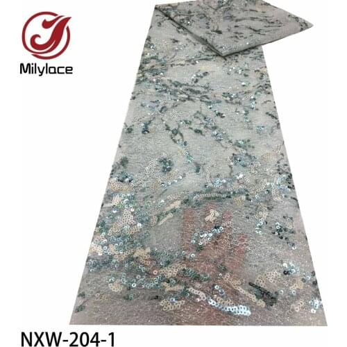 High Quality French Lace Embroidered Fabrics 2020 Fashion Double Organza Lace with Sequins for Wedding NXW-204