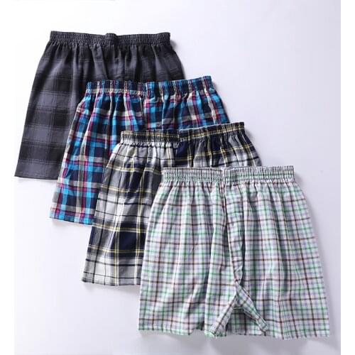 High Quality Brand 2/3/4-Pack Mens Boxer Shorts Woven Cotton 100% Classic Plaid Combed Male Underpant Loose Breathable Oversize