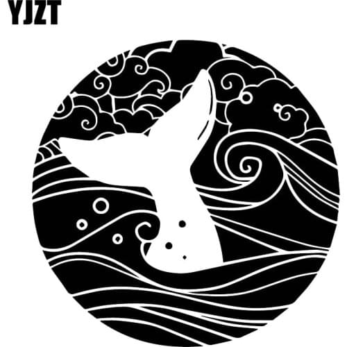YJZT 14CM*14CM Fun Whale Tail Sticker Personality Fashion Family Car Car Stickers Black/Silver C30-0214