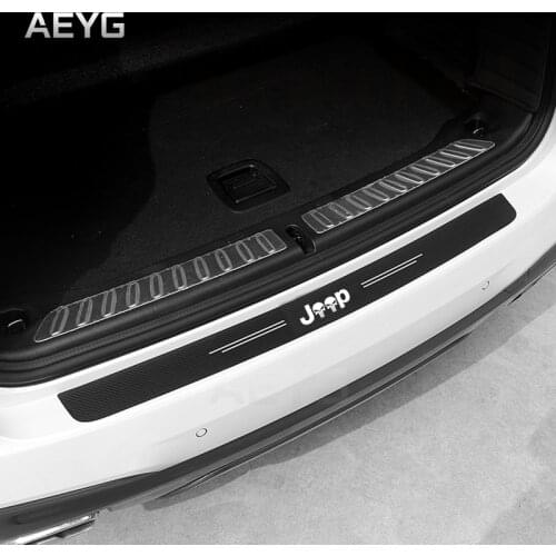 Car Rear Bumper Plate Trunk Guard Carbon Fiber Stickeror For Jeep Ranegade Patriot Wrangler Grand Cherokee Copass Trail Hawk
