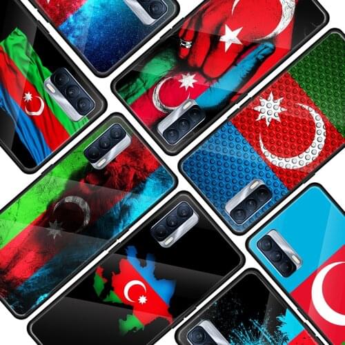 Azerbaijan Flag for OPPO Realme 7i 7 6 5 Pro C3 XT A9 2020 A52 Find X2Lite Luxury Tempered Glass Phone Case Cover