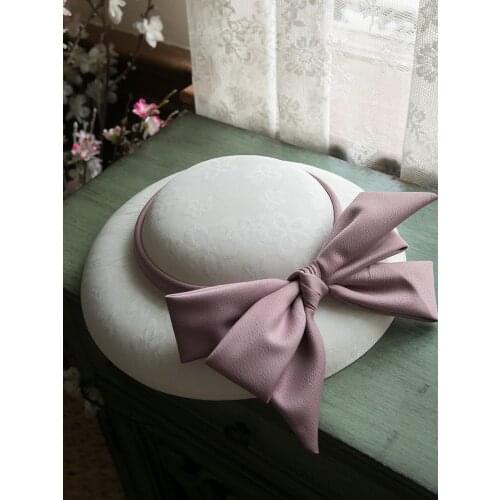 2020 Large White Wedding Hat Women Pink Bow Fascinator Hat Headpiece Elegant Ladies Formal Royal Party Church Cocktail Fedoras