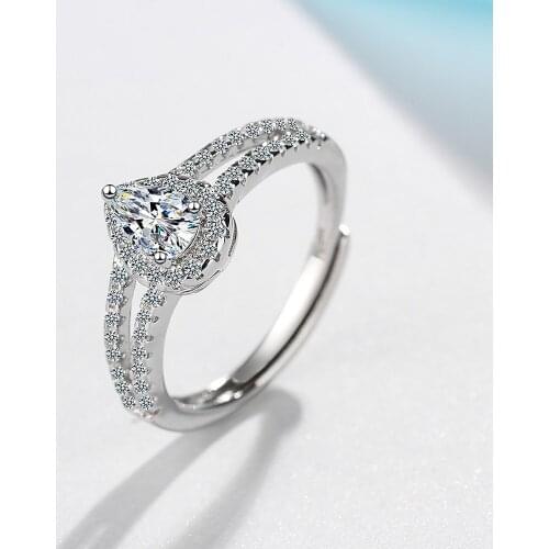 Boho Female Big Crystal Zircon Stone Ring Luxury Fashion Silver Color Love Engagement Ring Vintage Wedding Rings For Women