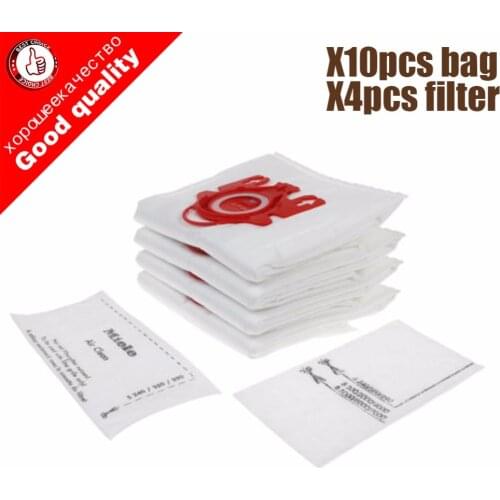 10Pcs/Lot For MIELE FJM C1 & C2 Synthetic Type Hoover Hepa Vacuum Cleaner DUST BAGS With 4pcs FILTERS