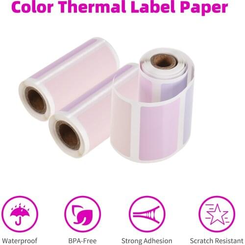 Direct Thermal Labels Self-Adhesive Thermal Paper Roll BPA-Free Compatible with PeriPage Poooli Pocket Thermal Printer