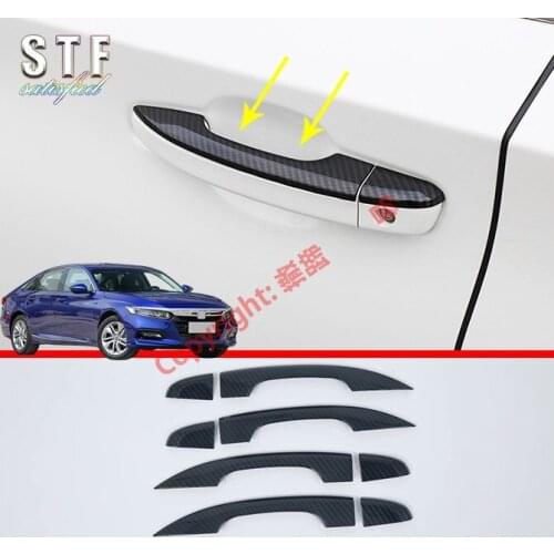 Carbon Fiber Style Car Decoration Door Handle Cover Trim Molding For Honda Accord MK10 2018 2019