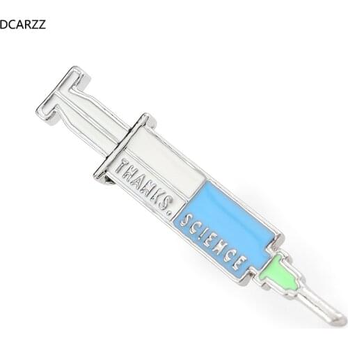 DCARZZ Syringe Pin Brooch Medical Punk Jewelry Gold Silver Plated Enamel Lapel Pins Metal Nurse Doctors Student Gift Woman