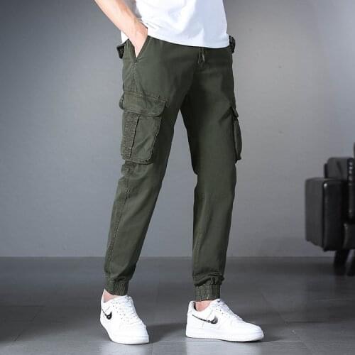 2021 New Summer Mens Pants Casual Cargo Pants Men Pants Fashion Slim Stretch Drawstring Male Clothing Sportswear Jogger