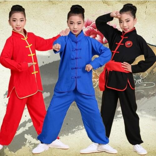 Children Chinese Kung Fu Uniforms Long Sleeve Tai Chi Clothing Kids Martial Arts Costume School Perfromance Wushu Dance Costume