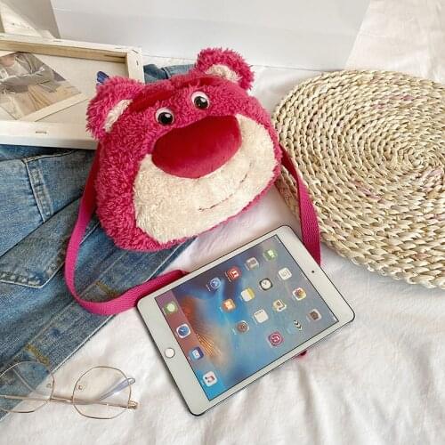 Diseny Cartoon lady Lotso Plush Backpacks cute Stuffed Animals toys girls Backpack School Bag toy