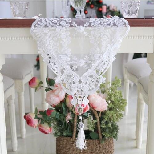 European Table Runner White embroidered tea lace table cloth cover towel home Christmas tablecloth placemat Wedding decor