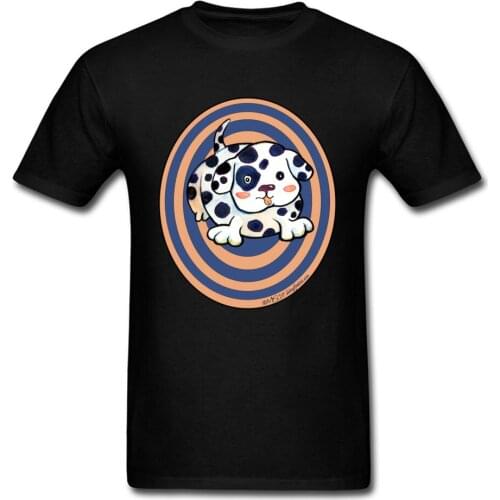 Cute Dalmatian Dog Print T-shirt Men T Shirt Kawaii Tshirt Woman Tops Summer Tees Cotton Black Clothes Cartoon Design