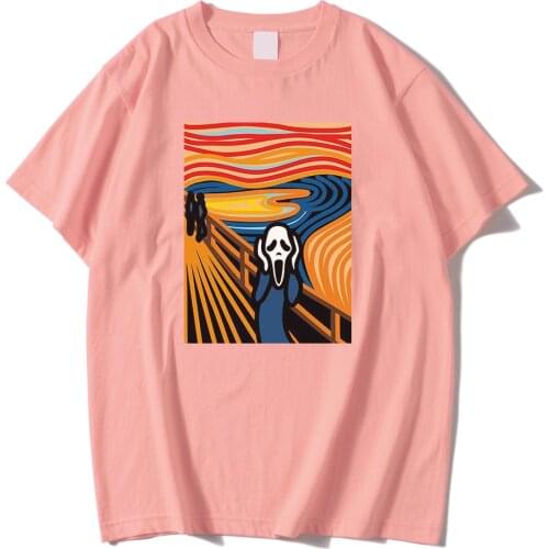 Spring Summer Men Tees shirt short sleeve clothing Line painting Scream printing T-shirt crewneck breathable Mens Tees shirts