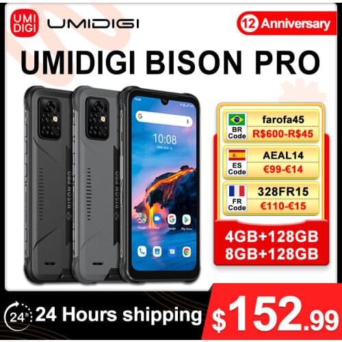 In Stock Original UMIDIGI BISON Pro 4/8GB+128GB Global Version Smartphone NFC IP68/IP69K 6.3"FHD+ Screen Helio G80 48MP 5000mAh