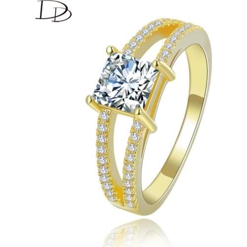 DODO Classic Square Design Cubic Zirconia Rings For Women White Gold Color Anel Luxury Wedding Engagement Fashion Jewelery D140