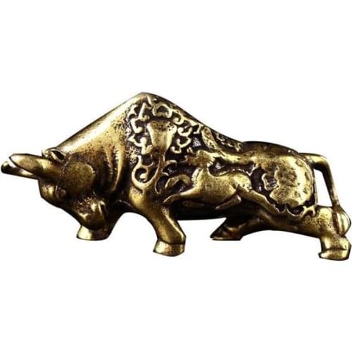 Cow Casting Animal Figurine Abstract Geometric Style Metal Retro Sculpture Home Office Room Desktop Decoration Gift Diy Pendants