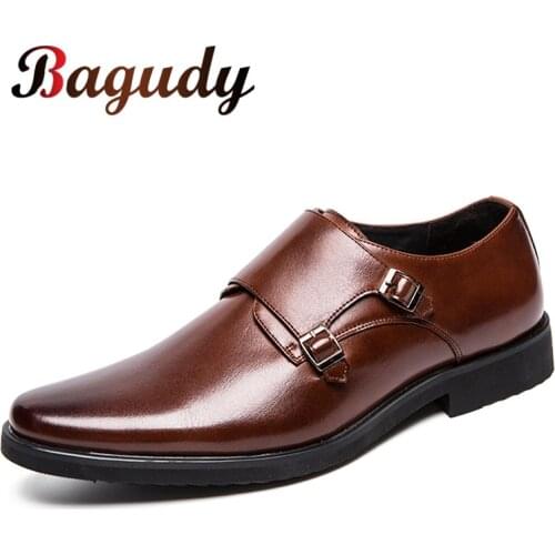 Italian Style Leather Formal Loafers Shoes Men Pointed Toe Fashion Business Office Elegant Footwear for Male Brown Derby Shoes