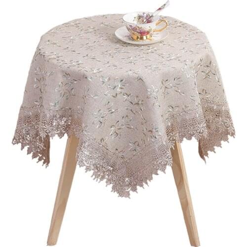 Lace linen table cloth european style tea table cover home decor for dining room pastoral table runner round square tablecloth