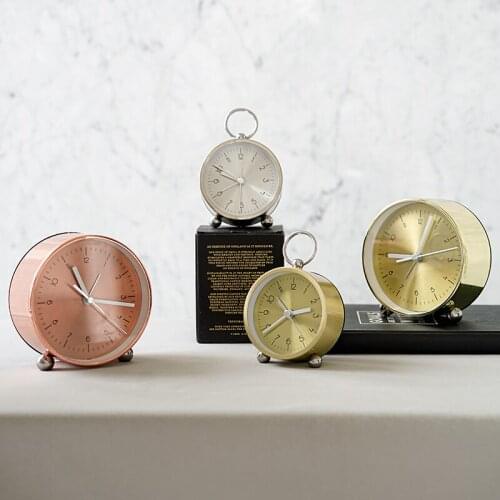 Ladylike Simple Thick Aluminum Metal Alarm Clock Mute Bedside Clock