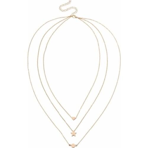Lureme Simple Multi-layer Necklace with Tiny Heart Dot Star Charms