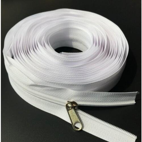 Zipper by Yard White Nylon Coil Zippers with Zipper Sliders Wholesale For DIY home Craft Sewing Garment Accessories