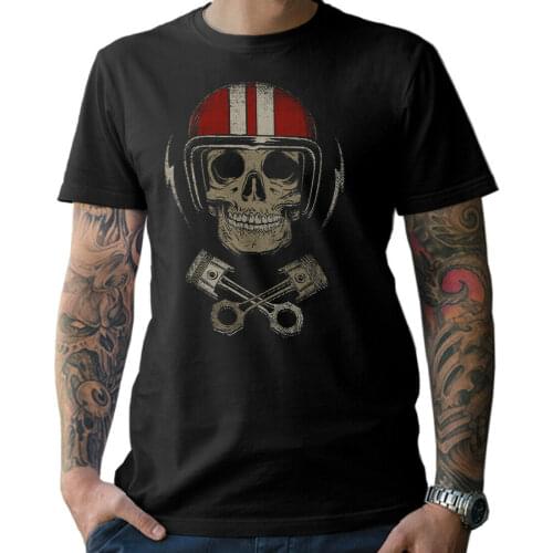 Motorcycle Chopper Bobber Skull Helmet Biker Motorcyclist T-Shirt. Summer Cotton Short Sleeve O-Neck Mens T Shirt New S-3XL